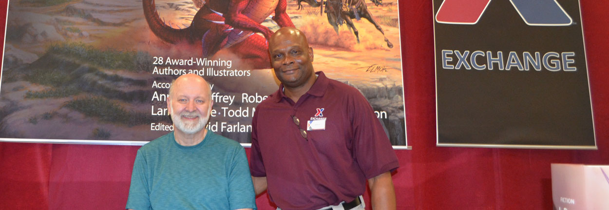 David Farland with Lawrence Simmons Jr, the General Manager of the Nellis AFB Exchange