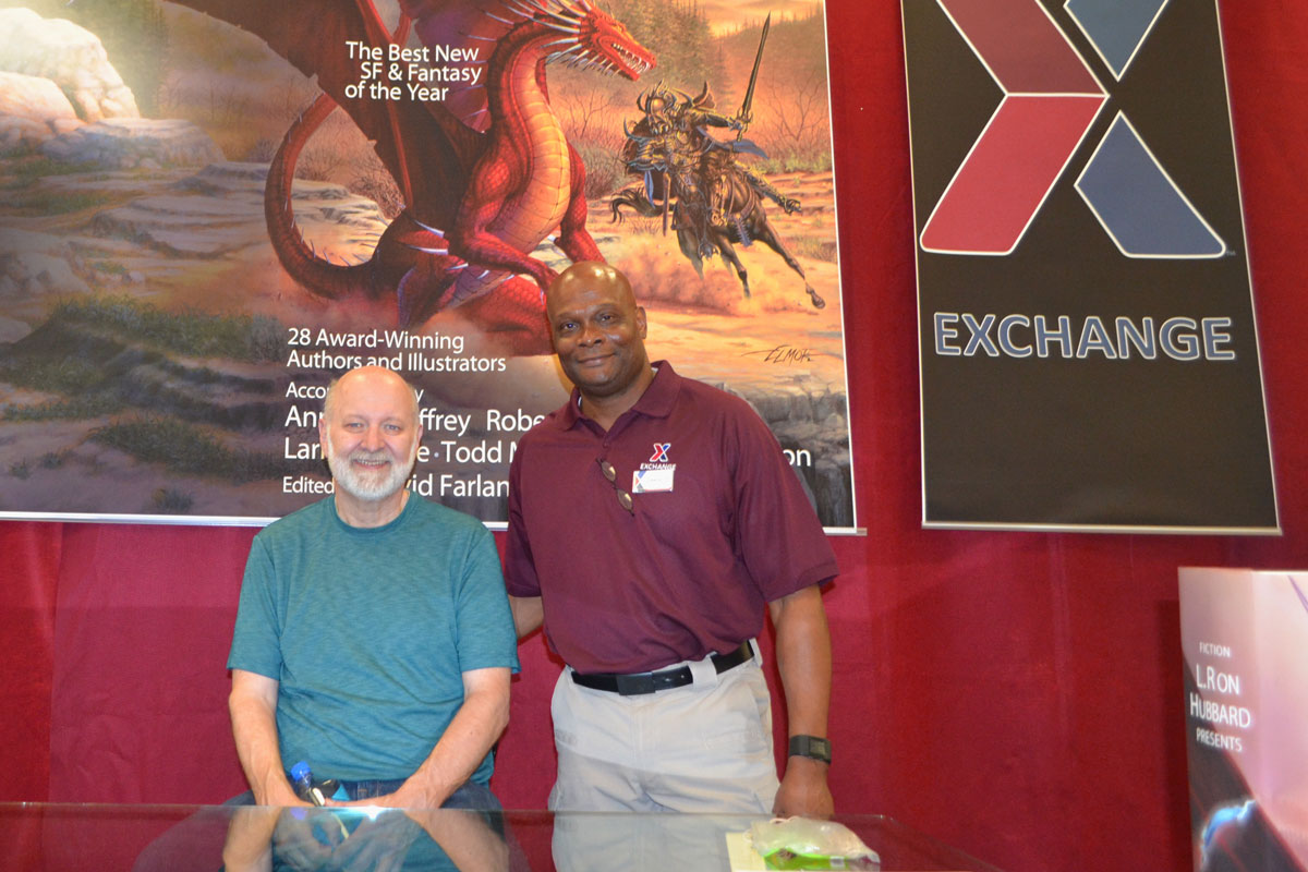 David Farland with Lawrence Simmons Jr, the General Manager of the Nellis AFB Exchange