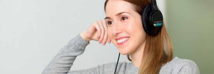 Girl listening to an audiobook Girl listening to an audiobook
