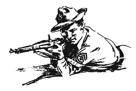sketch of military man with gun