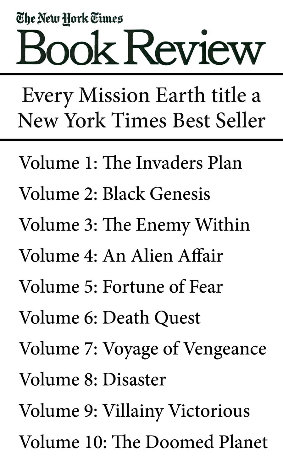 Mission Earth New York Times Best Sellers